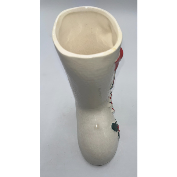 Vintage Ceramic Candy Cane Pixie Elf Christmas Boot Stocking Planter Vase Decor - Picture 8 of 16
